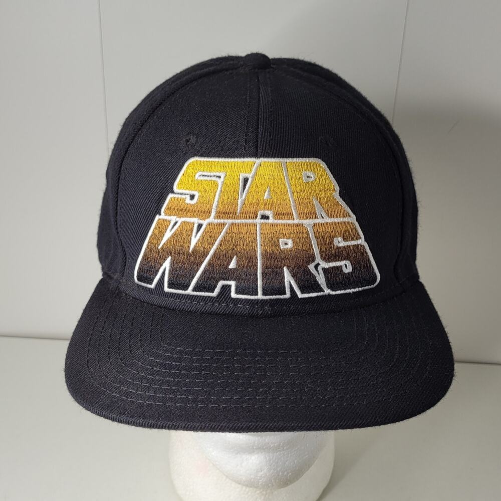 Star Wars Vintage Opening Scene Logo Gold Embroidered Snapback Hat Baseball Cap